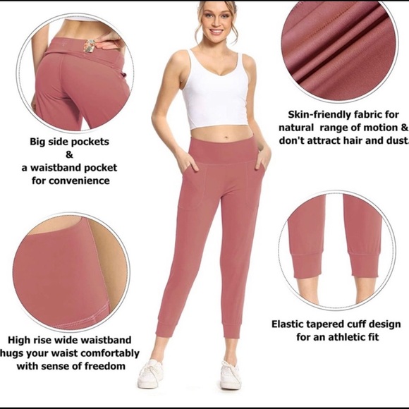 Ritiriko Women's Joggers with Pockets, High Waist Yoga Capri - Picture 1 of 7